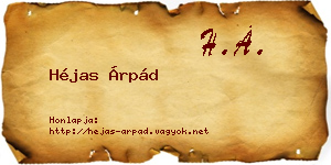 Héjas Árpád névjegykártya